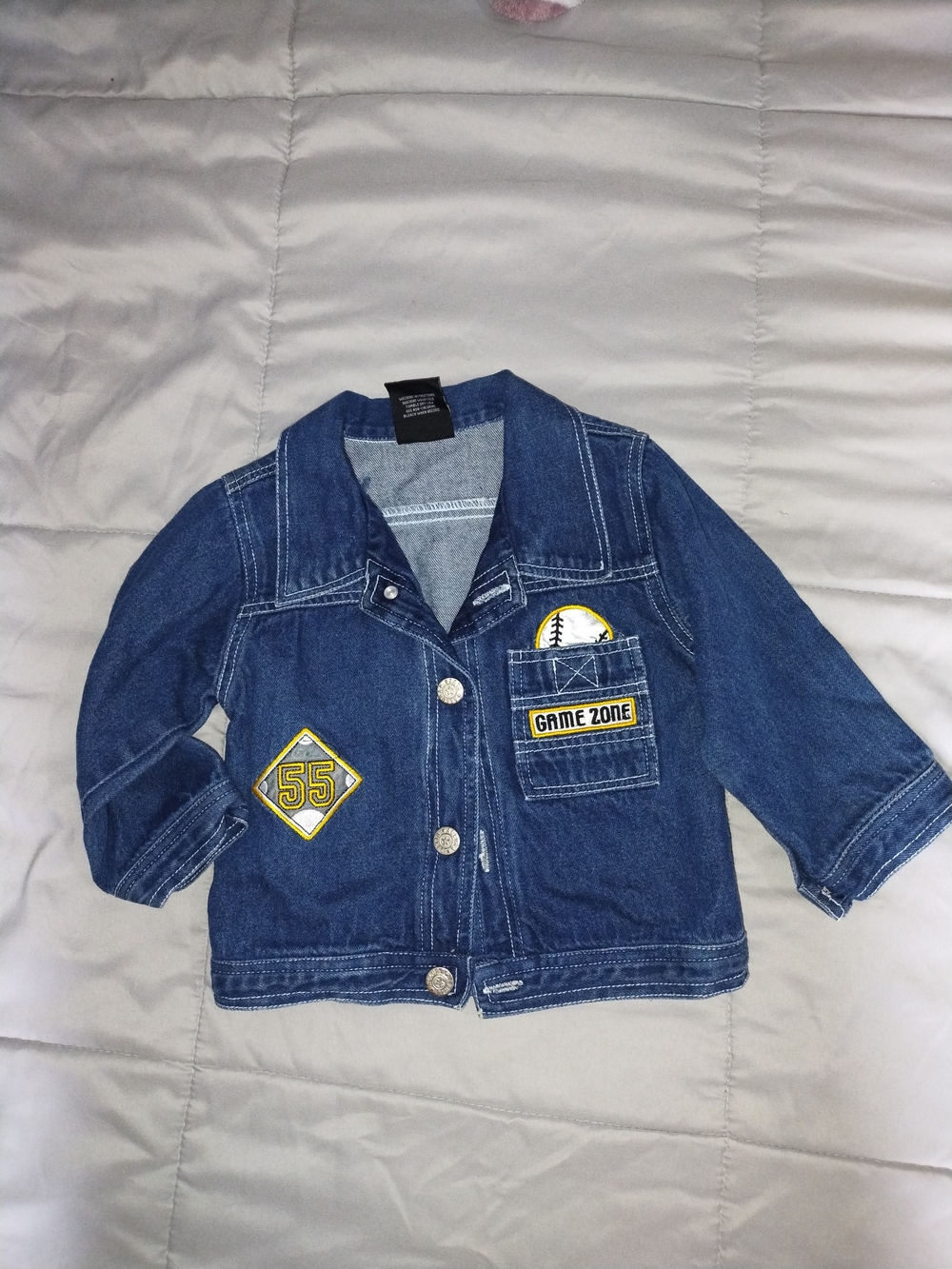 Kids Blue Denim Jacket with Game Zone & 55 Patch